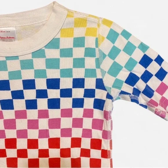 Hanna Andersson Multicolor Checkered Kids Pajama Shirt size 8 - Picture 3 of 4